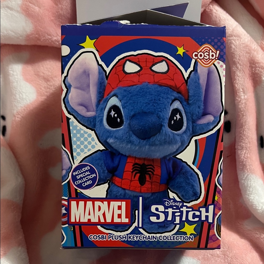 Disney Stitch Marvel Cosbi Plush Keychain - Blue and Red